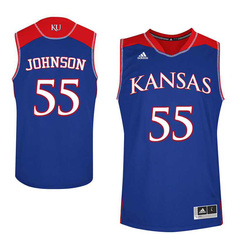 Men Kansas Jayhawks #55 Tyler Johnson College Basketball Jerseys-Royals